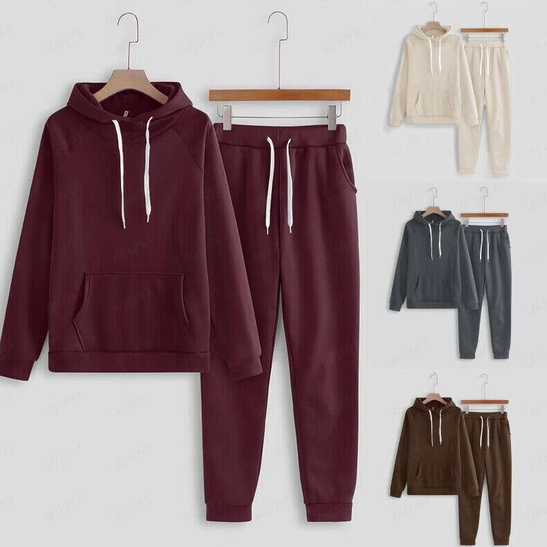 2023 Fashion Loose Sweatshirt Plus Size Two-Piece Set Solid Color Hoodie Sports Suit Women
