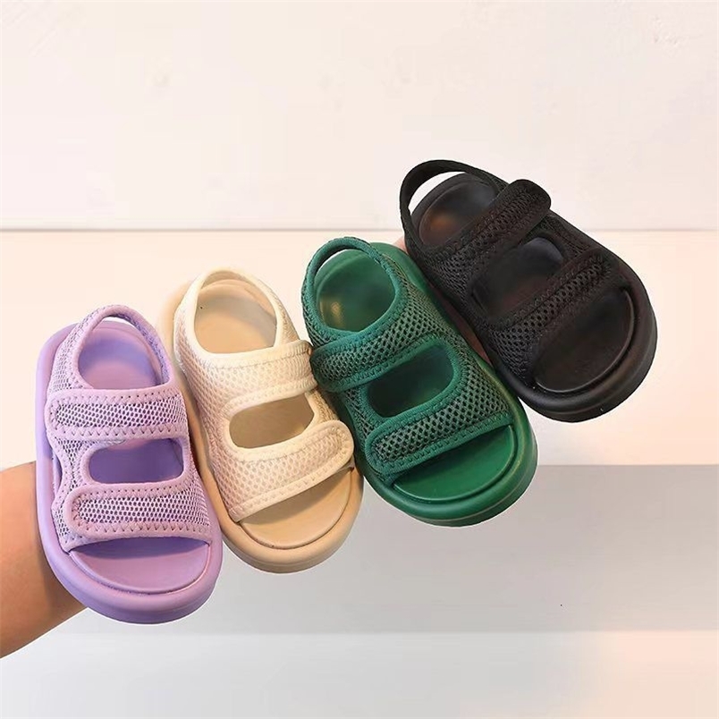 Sandals Summer Children Sandals Baby Cute Candy Color Barefoot Shoes Boys Adjustable Sports Sandals Girls Fashion Beach Sandals 230421
