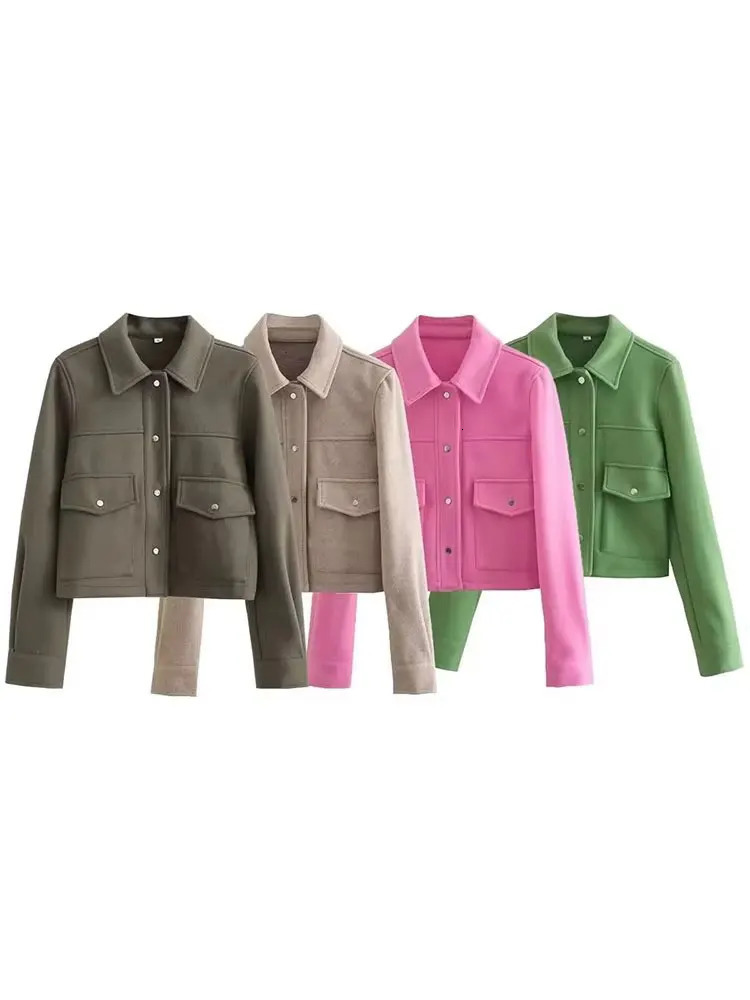 HH Jackets For Womens Autumn Fashion Solid Front Pockets Button Long Sleeve Jacket Elegant Woman Casual Outerwear Coat 250929