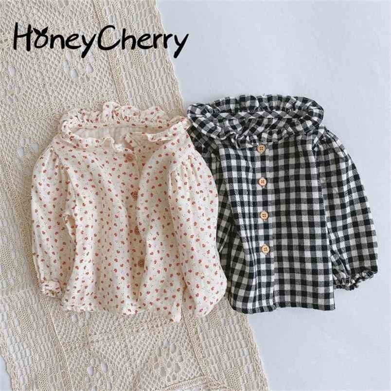 Plaid Shirt Autumn Baby Girl Floral Long-Sleeve Blouse toddler girl fall clothes girls blouse 210702