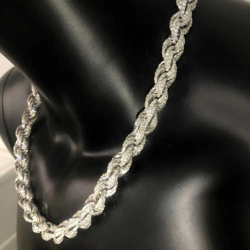 Twisted Moissanite S 10k 14k Solid Gold Hip Hop Men Jewelry Cuban Necklace Iced Out Vvs Dia Rope Chain