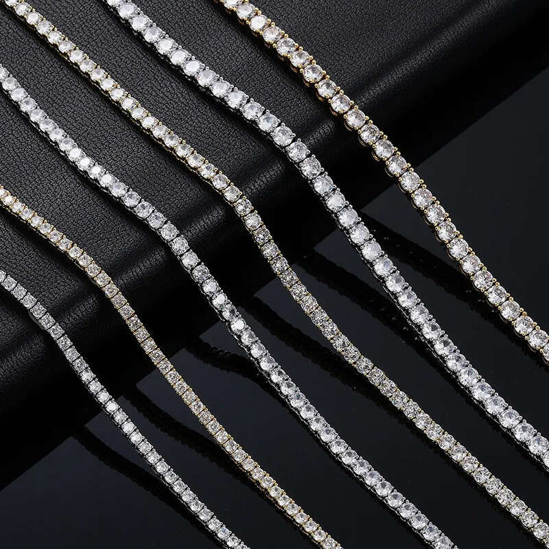 Designer Rose gold 4mm 5mm VVS Moissanite Tennis Chain 6-24 inch Women's and Men's Bracelet Necklace