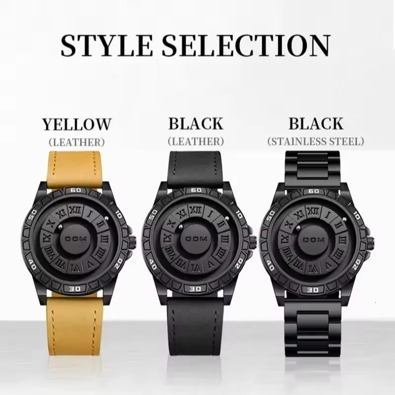 DOM 1726 Magnetic Ball Rotating Creative n Quartz Watch Roman Fashion Cool Simple Waterproof Mens Watch relgios masculino 250928