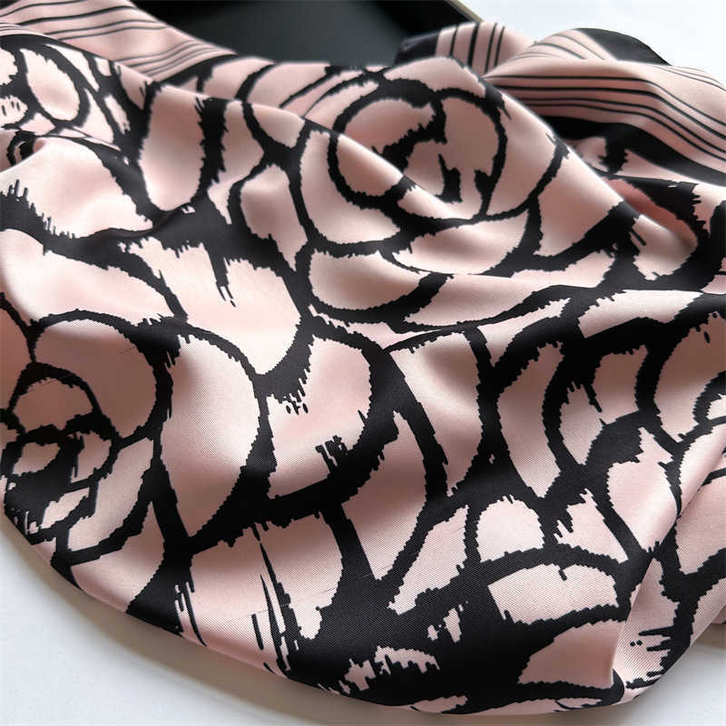 Scarf Simple Line Shawl Twill Silk Large Square Scarf 90cm Autumn Winter Travel Headscarf H250930