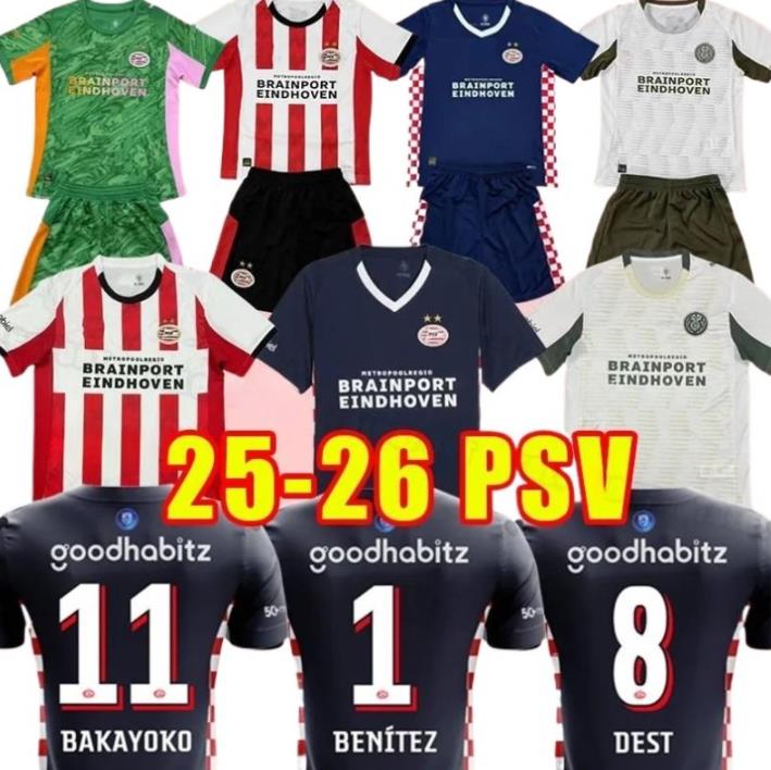 25 26 de Jong Lang Jerseys de futbol Eindhovens Benitez Bakayoko 2025 2026 Veerman Til Schouten Camisas de futbol H. Lozano Saibari Men psvs goalkeeper