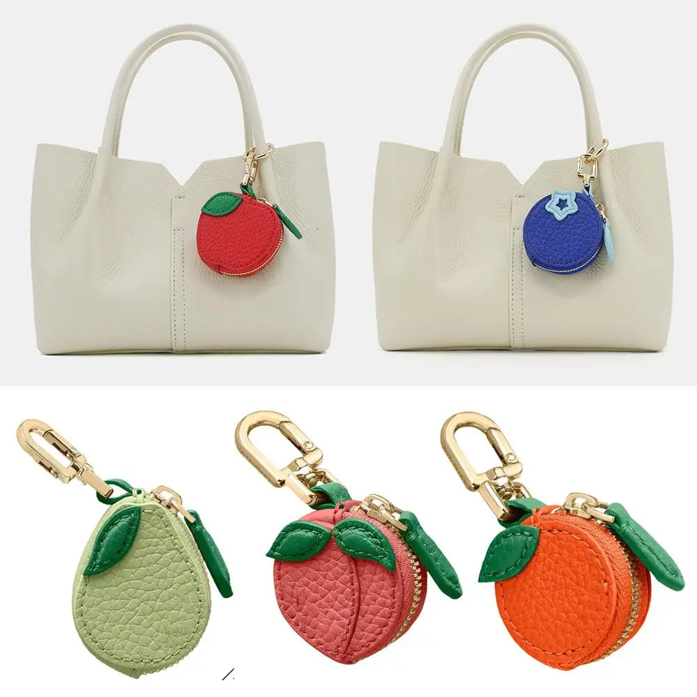 Fashion Cute Fruit Shape Coin Purse Apple Peach Tangerine Coin Bag Keychain Fruit Keychain Zipper Korean Style Earphone Bag 250930