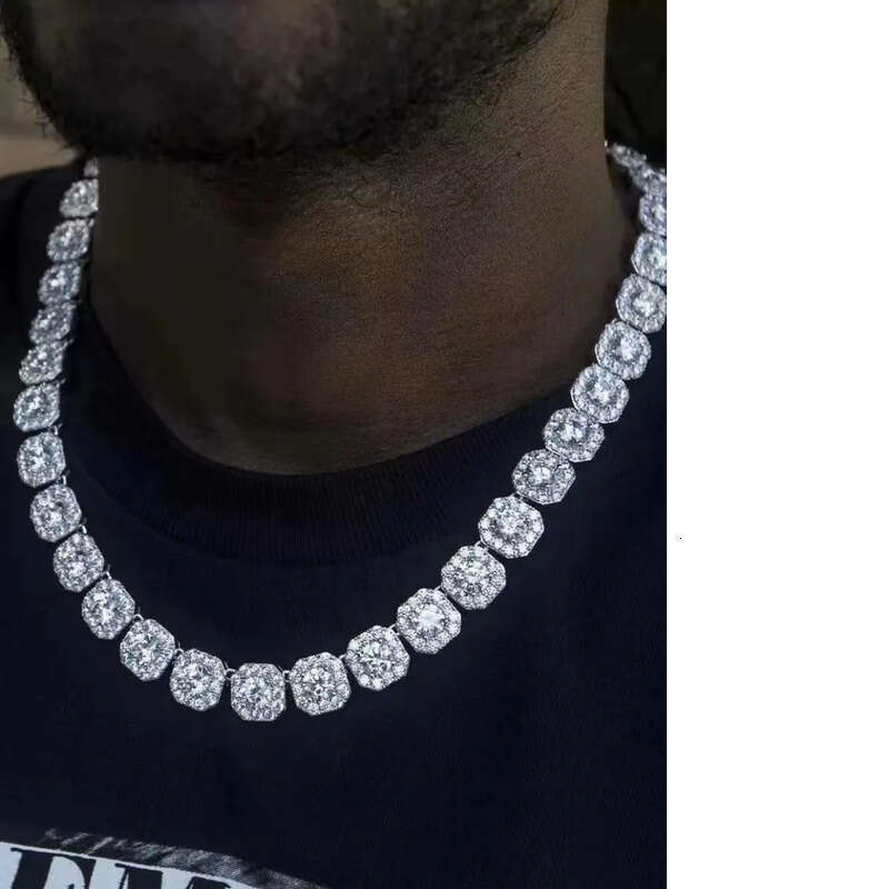 Necklace bracelet Moissanite Dia Custom Vvs Cuban k S Sier 8mm 12mm Large Tennis Chain Solid Back Hiphop