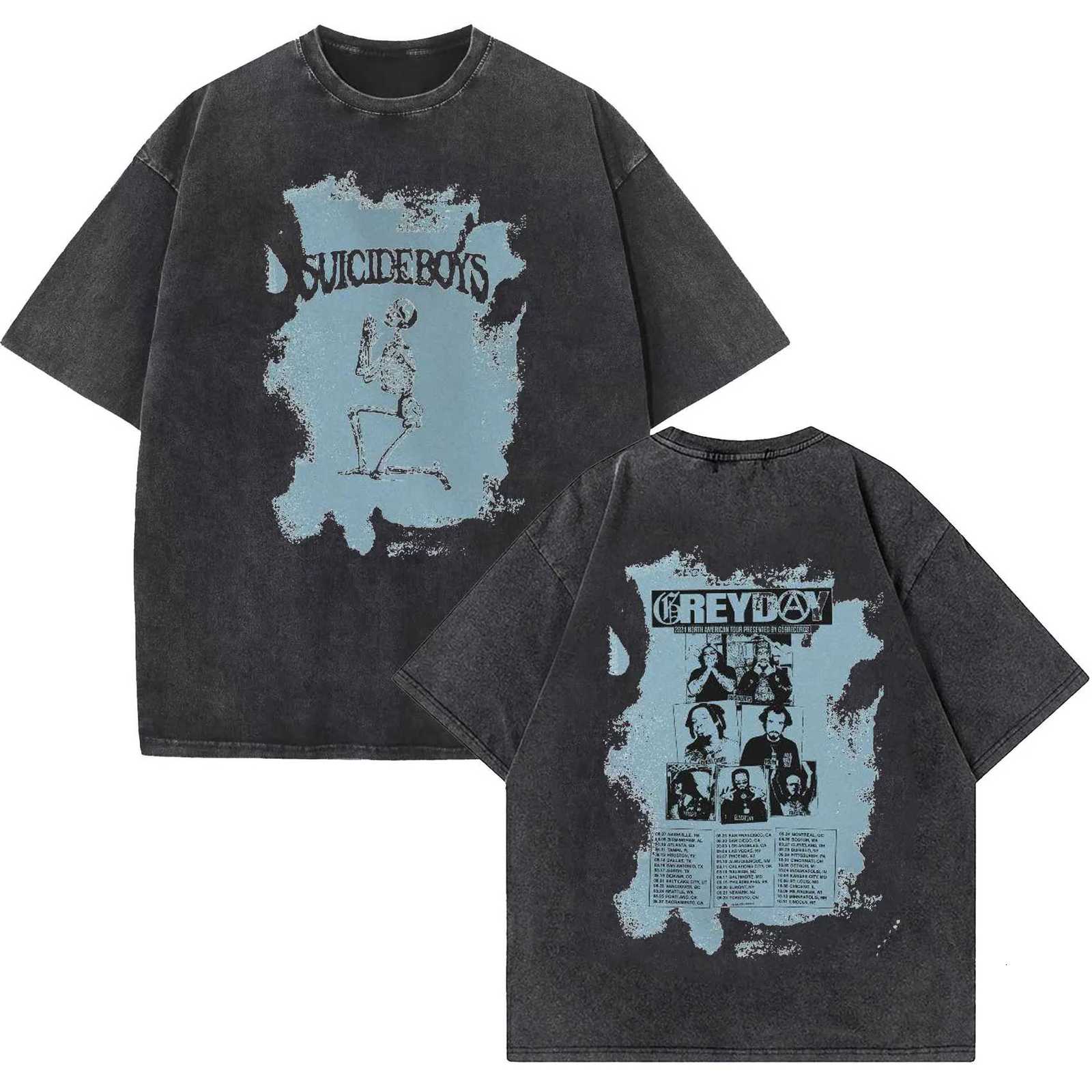 Vintage Washed Suicideboys T Shirt I Want To Die in New Orleans Gothic Man Short Sleeve Tshirts Unisex Hip Hop Clothing TshirtXJ250929