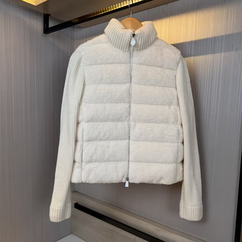 NFC womens puffer jacket Winter jacket Wool sleeve splicing stand collar Badge embroidery designer women brand clothing warm outdoor womens jacke