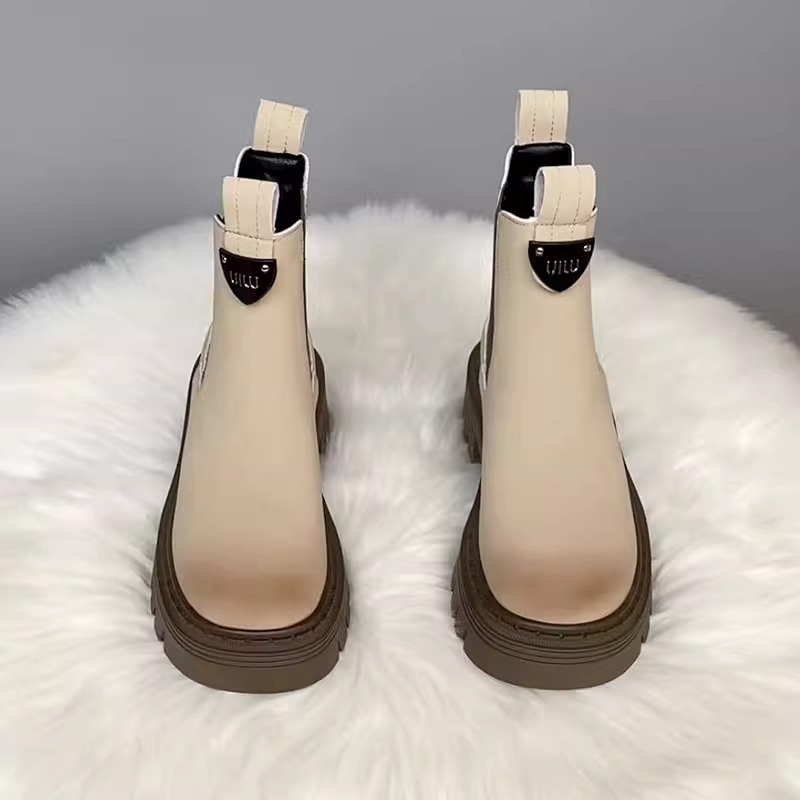 Free shipping Simple thick soled Martin boots chimney boots women's autumn winter Chelsea boots casual and plush slim boots short boots HOT