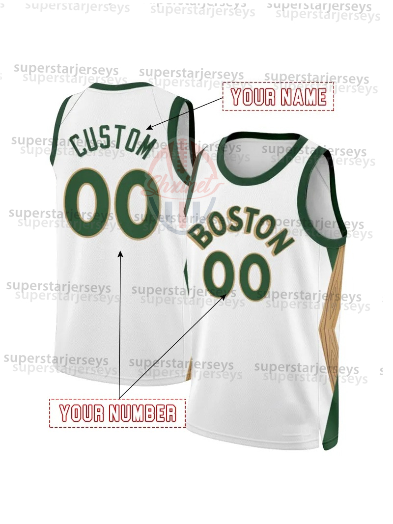 0 Jayson Tatum 2025-26 City Edition Green/Beige/White Basketball Jersey 33 Larry Bird 4 Jrue Holiday Brown 11 Payton Pritchard Full Stitched