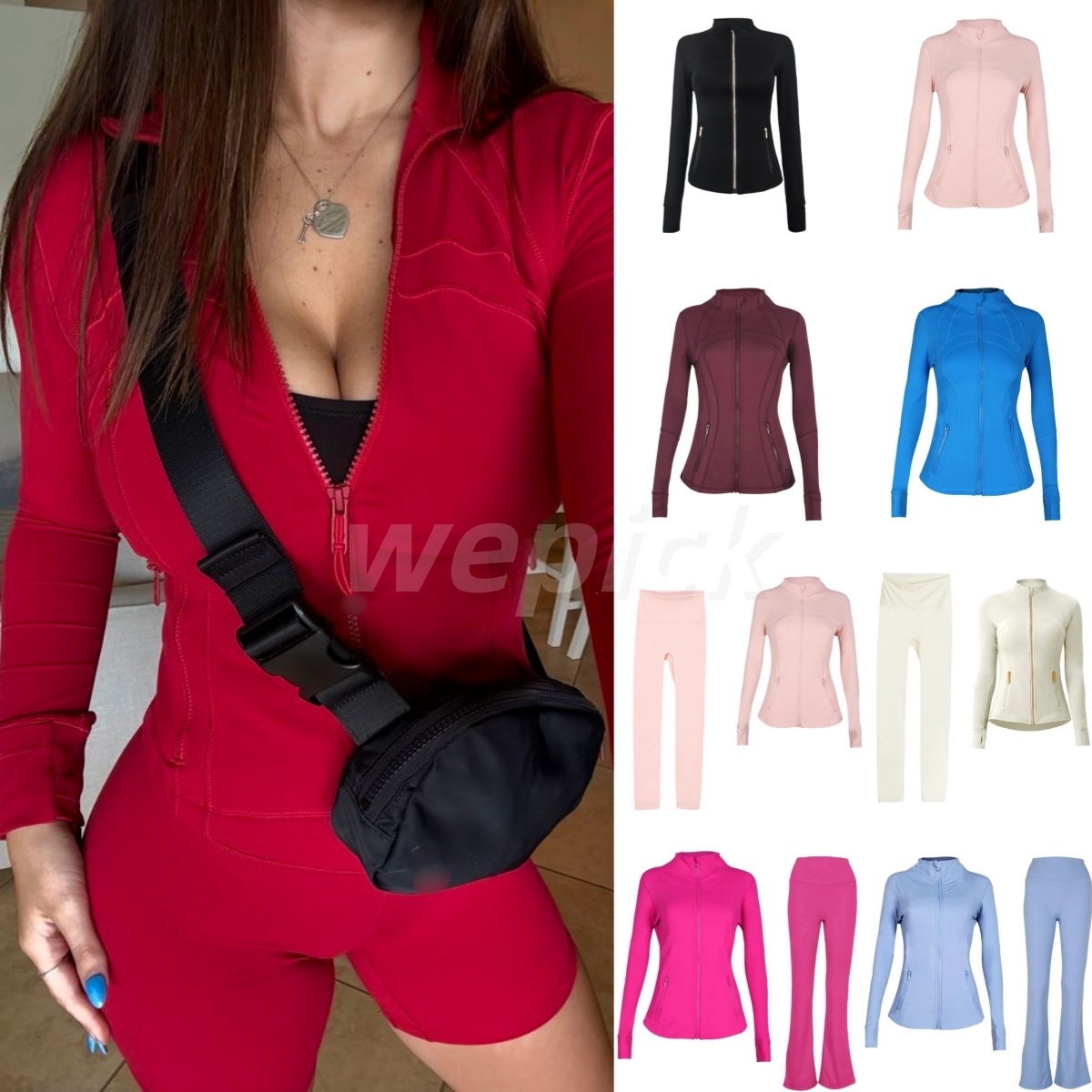 10A Breathable Yoga Gold Zippeer Cropped Jacket Set Casual Comfortable Sport Flare Legging Jacket Set Athletic Soft Pant Workout luluity lemonion Yoga Set