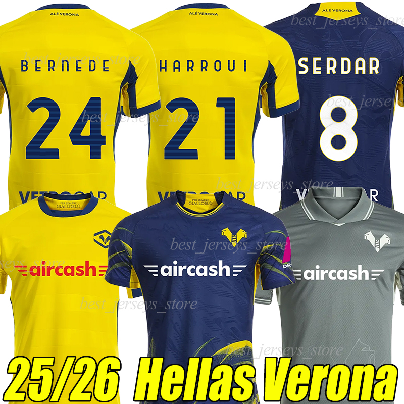 25/26 Hellas Verona Soccer Jerseys ORBAN BRADARIC ORBAN AL MUSRATI SARR BERNEDE Fans version HARROUI KASTANOS SUSLOV Men Kids Kits Football Shirts