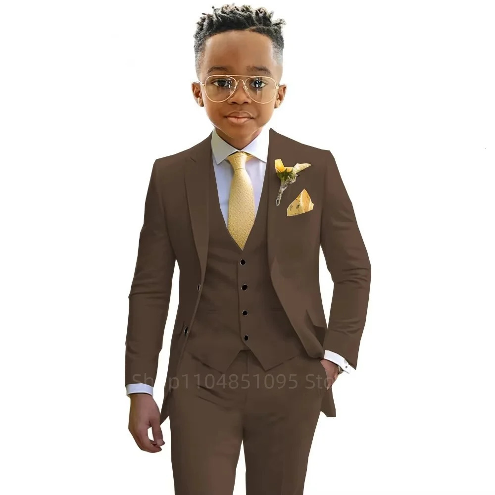 Stylish Boys Suit Wedding Tuxedo Solid Vest Pants Party Prom 3 Piece Set Kids Formal Outfit 218 Years Old 250922
