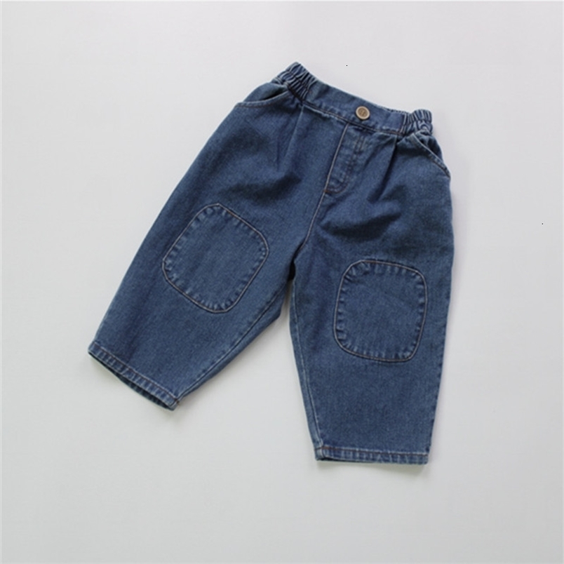 Jeans autumn children's denim pants Korean style retro patch baby boy casual jeans children's clothing 230406