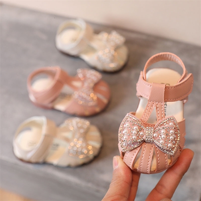 Sandals Princess Baby Sandals Cute Bow Closed Toe Kids Summer Soft Sole Toddler Shoes Girls Sweet Sandals CSH1292 230515