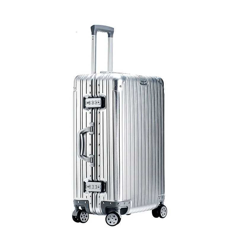 100 Aluminum suitcase metal luggage 20 22 28 30 inch suitcase travel luggage carryon password trolley case travel suitcasesL250929