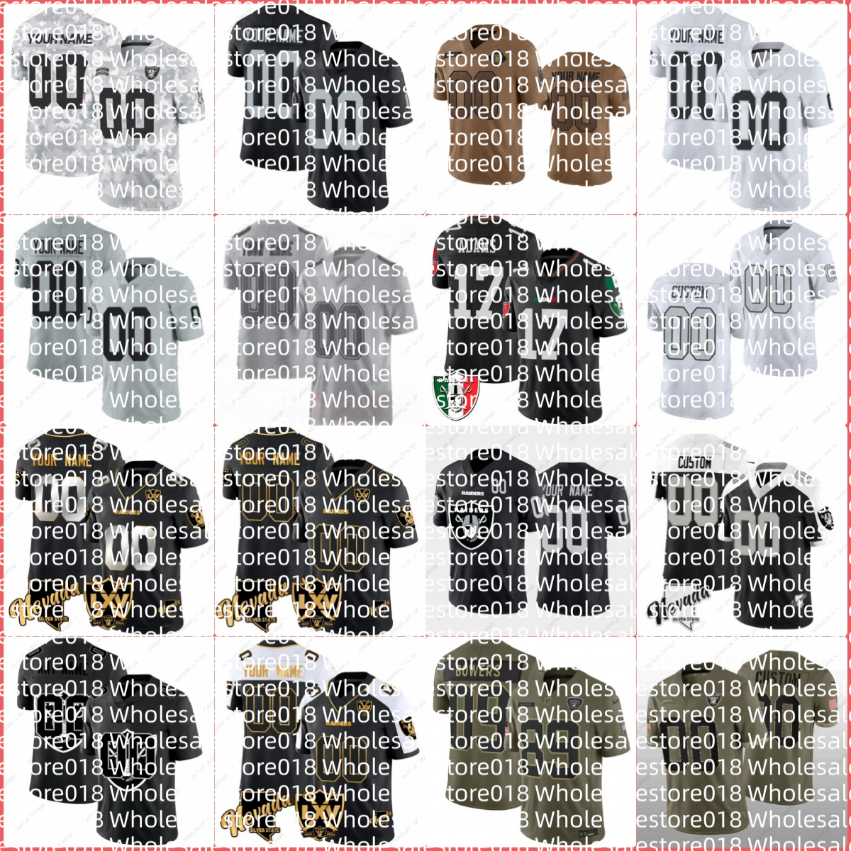 Davante Adams Daniel Carlson Bo Jacon Jakobi Meyers Divine Deablo Maxx Crosby Raider Michael Mayer Nate Hobbs Tre Tucker Robert Spillane Football Jersey