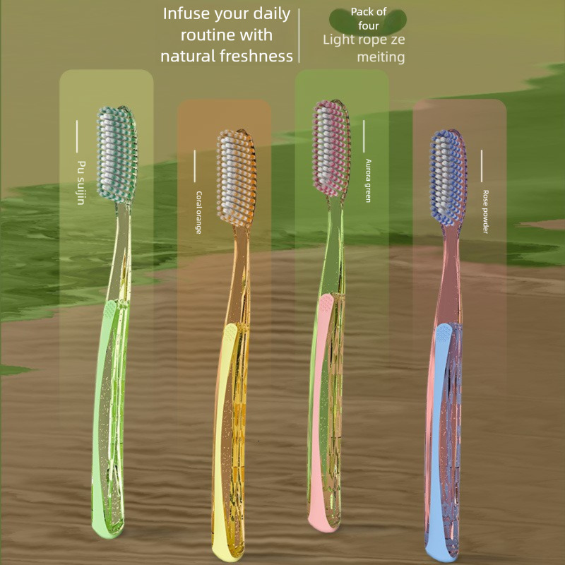 High-end couple toothbrush set of 4 pieces Adult wide-head soft bristles Home use gum care model Deep cleaning ddmytues