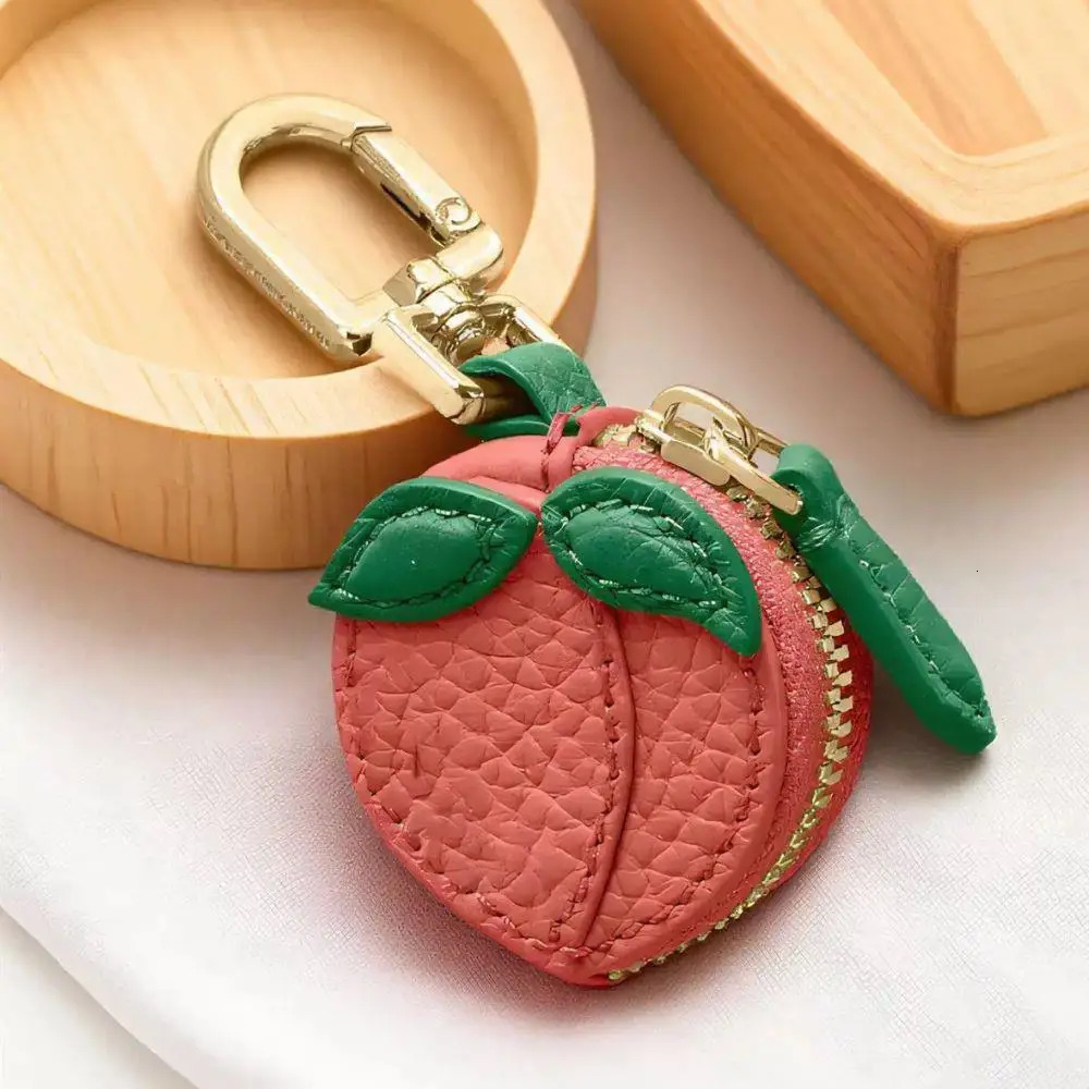 Fashion Cute Fruit Shape Coin Purse Apple Peach Tangerine Coin Bag Keychain Fruit Keychain Zipper Korean Style Earphone Bag 250930
