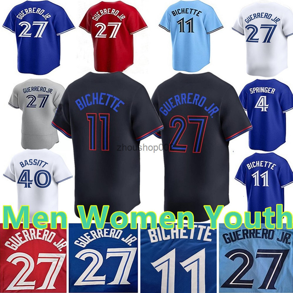 Custom 27 Vladimir Guerrero Jr Jersey 11 Bo Bichette Alejandro Kirk Alek Manoah George Springer Daniel Vogelbach Daulton Varsho Jerseys