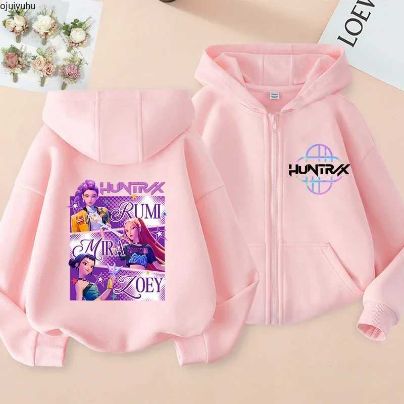 2025 Movie Zip Up Sweatshirts Kpop Demon Hunters Hoodie Children Clothes Kid Girl Boy Sweatshirt Zipper Hoody Baby Casual TopJ250930