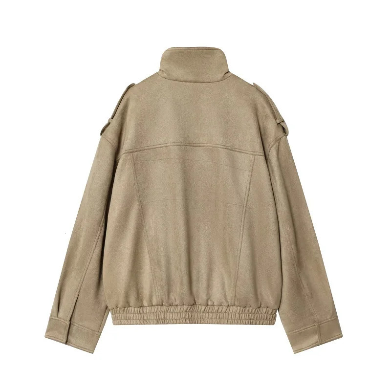 MUJER Suede Bomber Jacket Woman Oversized Demiseason Jackets for Women Outerwears Winter Overcoat Female Zip Womens 250922