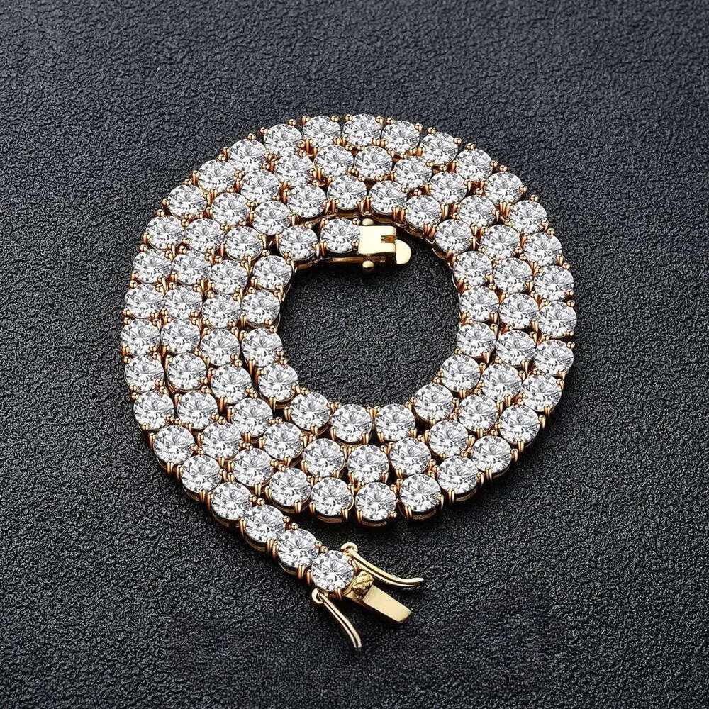 New Hip Hop by testing All Tennis authentic sterling sier Men's and women's Moissanite Chain Christmas gift 3mm