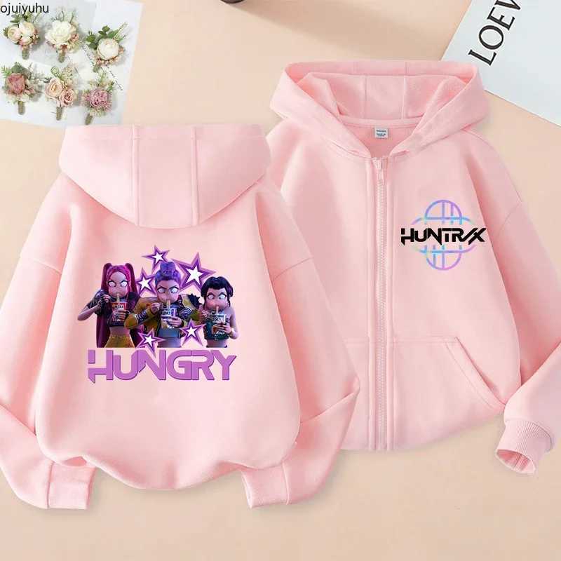 2025 Movie Zip Up Sweatshirts Kpop Demon Hunters Hoodie Children Clothes Kid Girl Boy Sweatshirt Zipper Hoody Baby Casual TopJ250930