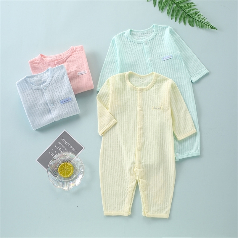 Rompers 57422 Baby Jumpsuit Boys Girls Long Sleeved Romper Cotton Cute Clothes L230215 230425