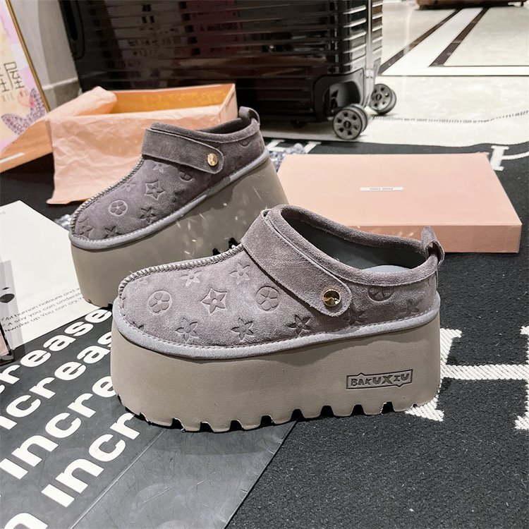 cotton shoes free Shipping Fashionable presbyopia anti fur printed bread shoes women doll head thick soled sponge shoes casual single shoes
