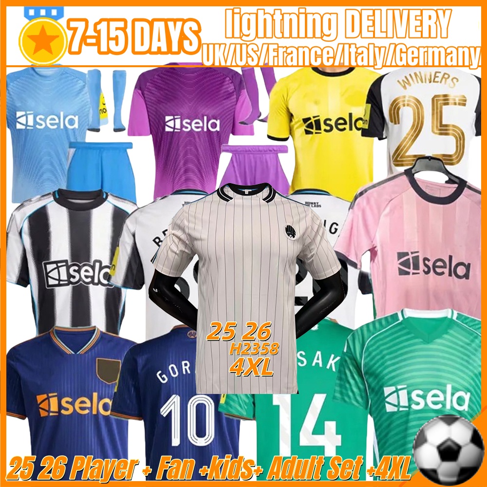 Newcastle 25 26 Newka Soccer Jerseys NEWCASTL GORDON newcaste ISAK JOELINON TRIPPIER WILSIN ALMIRON TONALI uniform men's and women's children's set football shirt