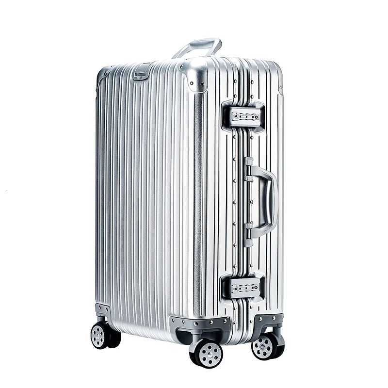 100 Aluminum suitcase metal luggage 20 22 28 30 inch suitcase travel luggage carryon password trolley case travel suitcasesL250929