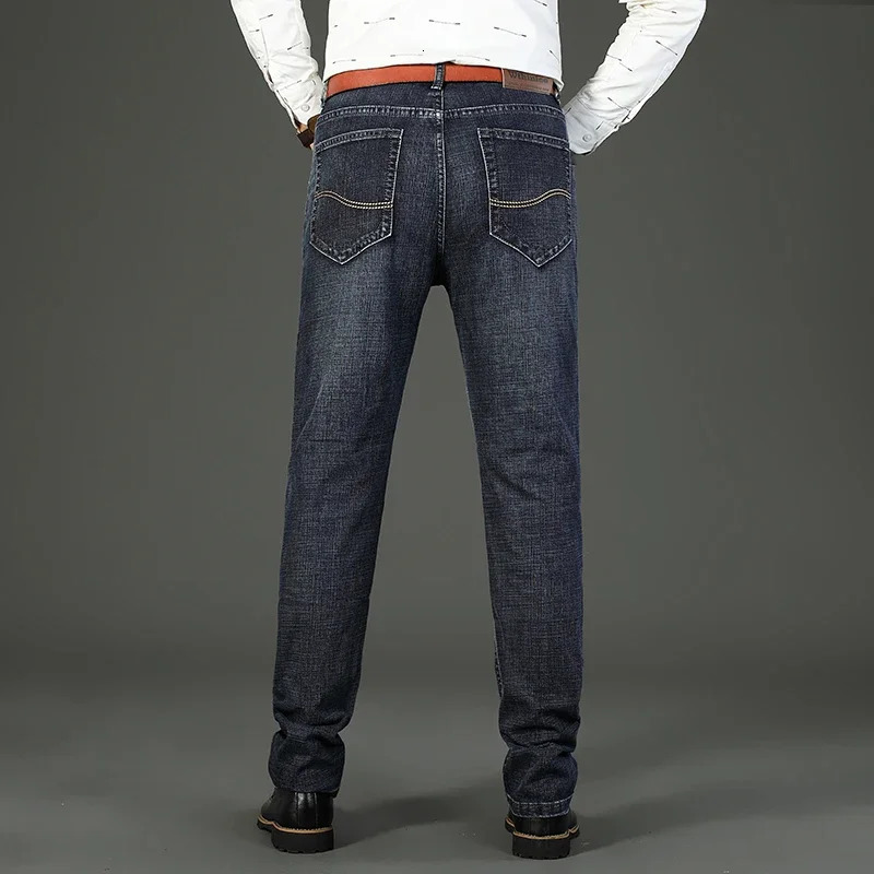 2025 Fashion Four Seasons Classic Blue Black Work Denim Trousers Mens Jeans Casual Straight Stretch Male Clothing 250922 - view 5