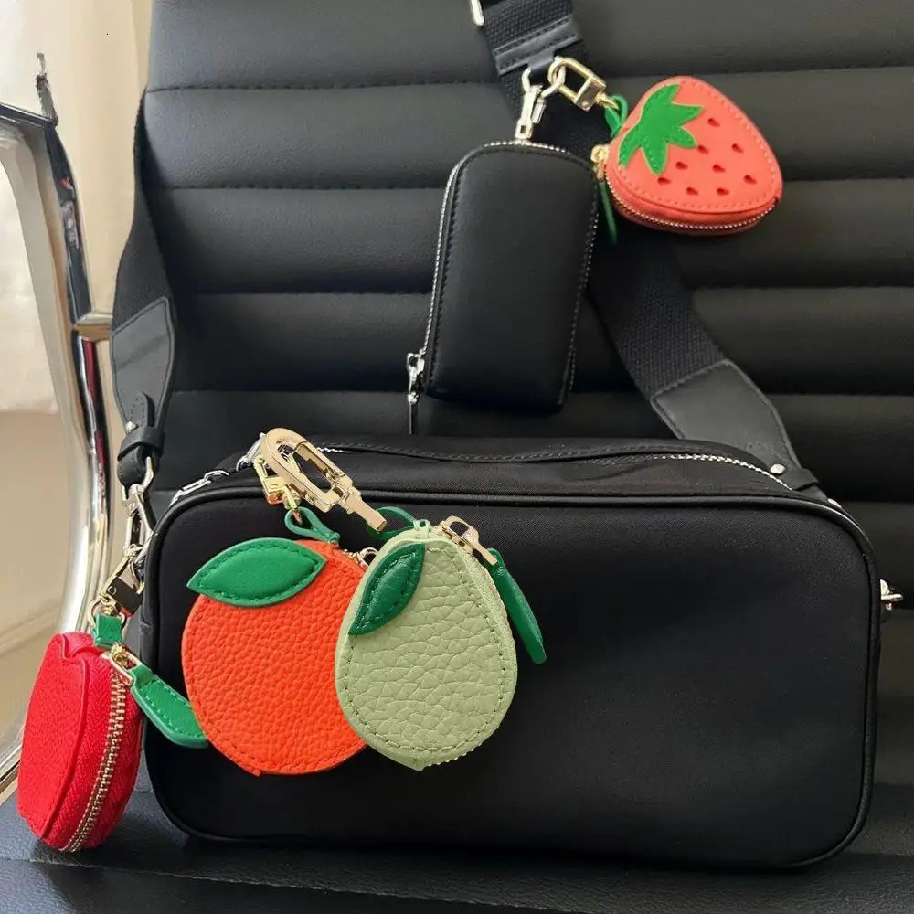 Fashion Cute Fruit Shape Coin Purse Apple Peach Tangerine Coin Bag Keychain Fruit Keychain Zipper Korean Style Earphone Bag 250930