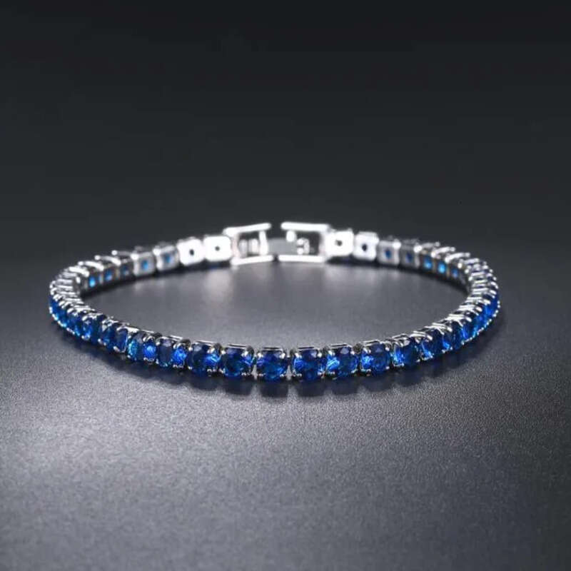 Tennis chain fashion designer VVS zircon women's bracelet, men's blue jade powder Mosonite Sier gold plated jewelry dia single row hip hop 4