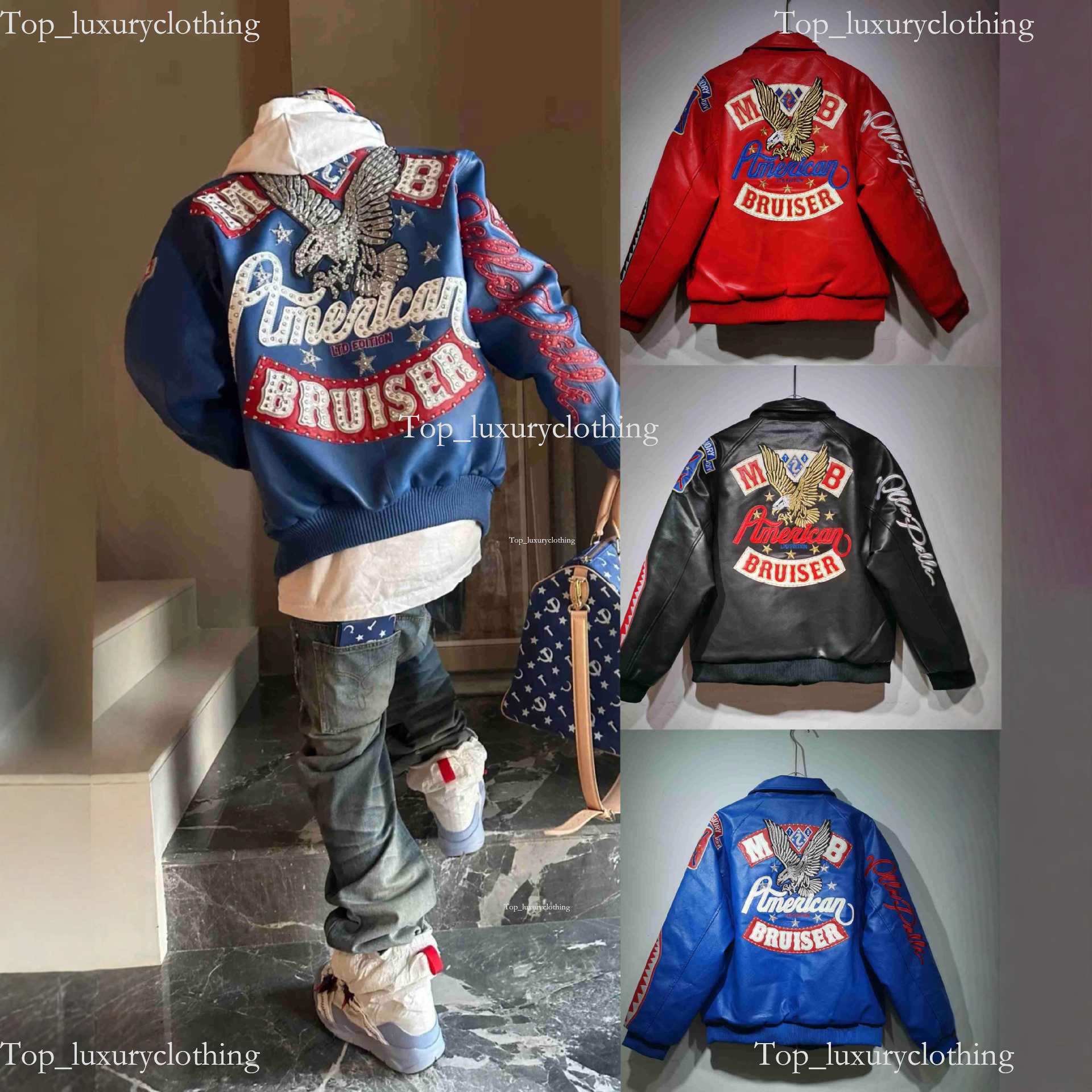 Pelle Pelle Leather Jackets Designer Pelle Jacket Men's Diamond Encrusted Eagle Wide Sheep Leather Coat Windbreak Bomber 1978 Limited Edition Luxury Jacket Men 16a