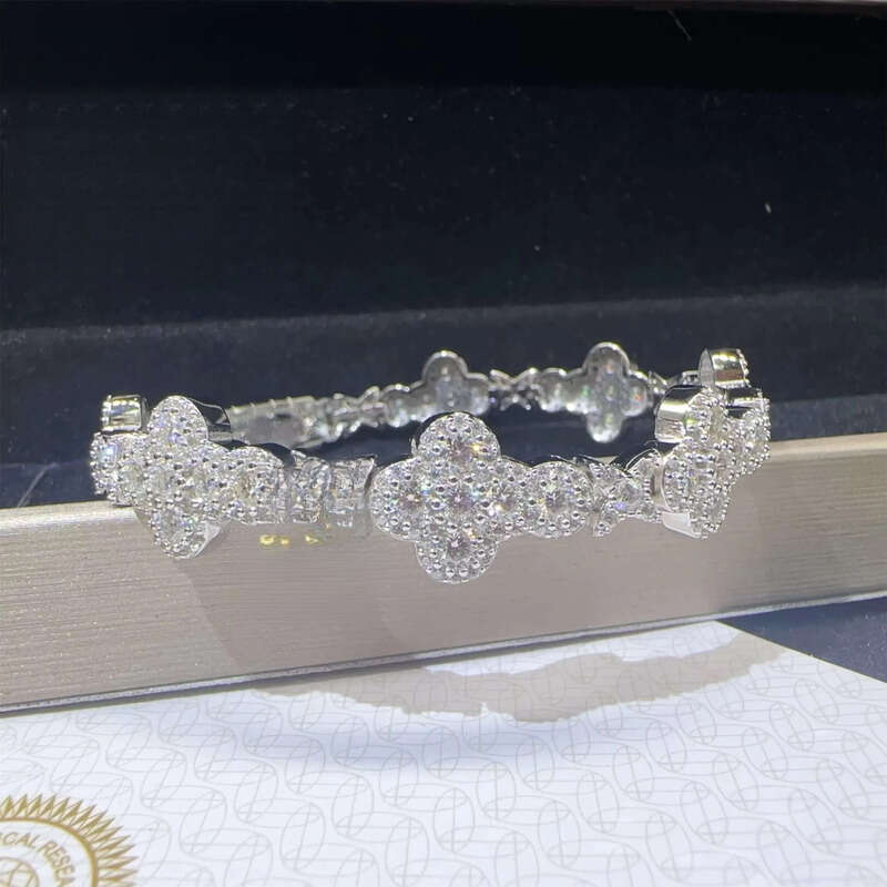 Popular New Arrivals Bulk Stock 10mm 13mm Sier Iced Out Hip Hop Jewelry VVS1 Moissanite Dia Cross Cuban Bracelet Men