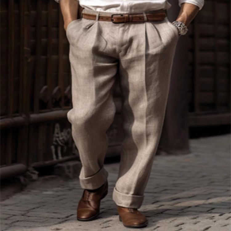 New Spring and Autumn Sports Cotton Linen Pants Versatile Men's Straight Pants Casual Pants Sports Trousers