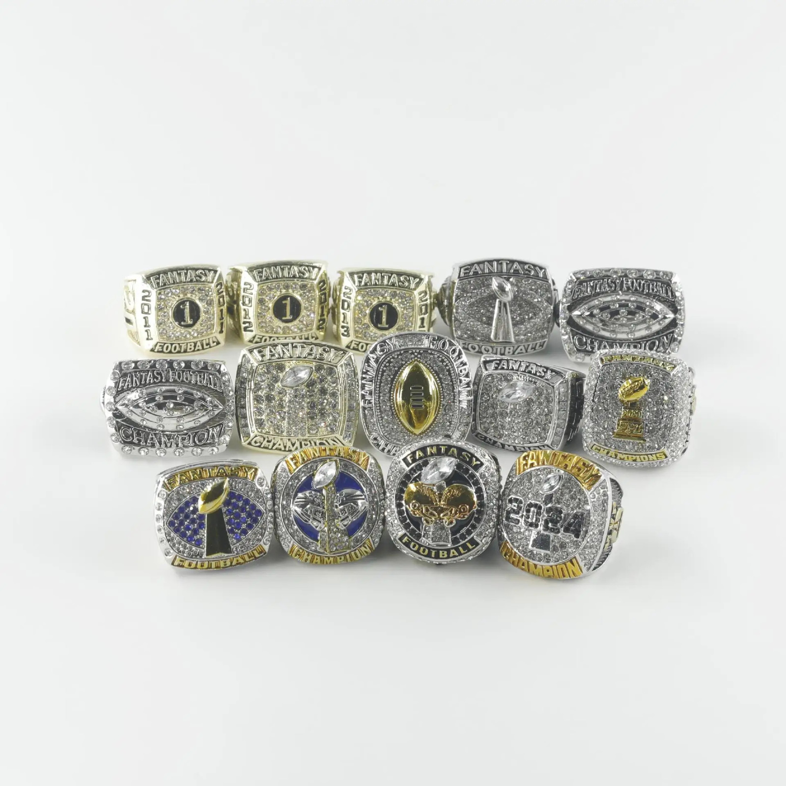 Set of 14 Fantasy Football Championship Rings 2011 Fan Ring Gift Stylish Rings for Men 250929