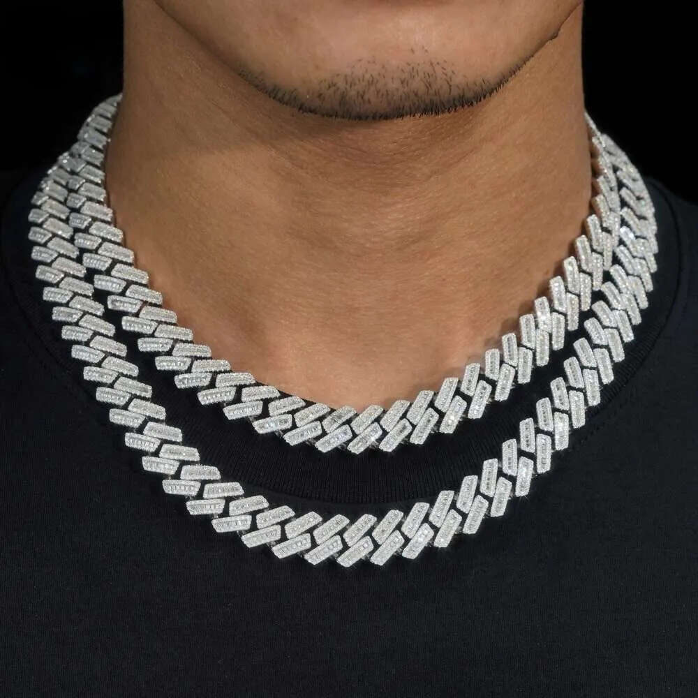 Necklace Jewelry Cuban Link Chain Custom Vvs Moissanite 20MM Rhombus Iced Out Sterling Sier Pass Dia Test Hip Hop Chains for Men Jewelery