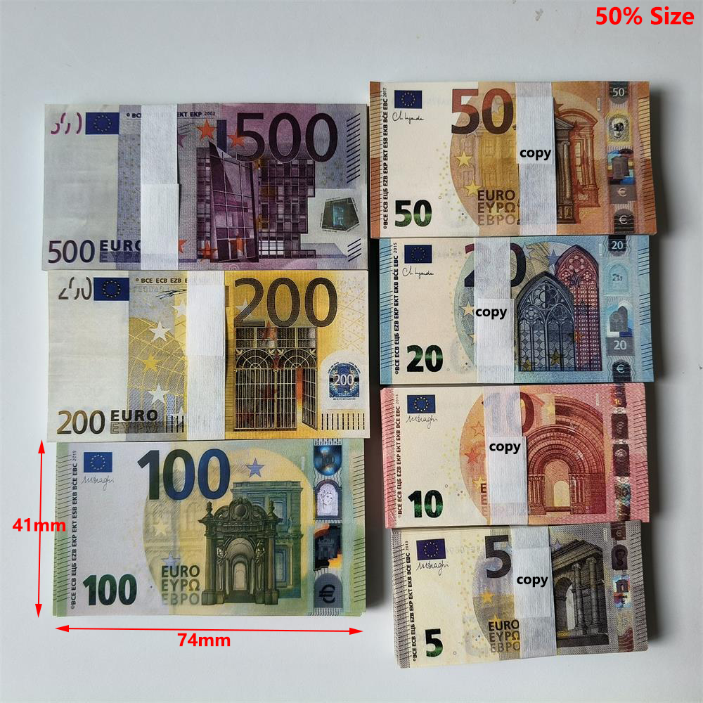3A Supplies Fake Money Euros Banknote 5 10 20 50 100 200 Realistic Money Pounds Toy Bar Props Copy Money US Currency Movie Money UK Faux-billets 74*41mm 50% Size