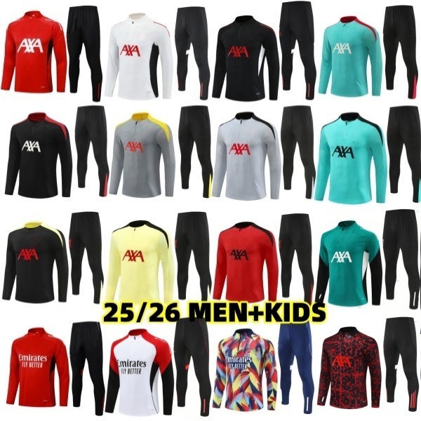 2025 2026 RedsMohamed salah football tracksuit kit 25 26 mens kids half pull training jersey football tracksuit survetement foot chandal soccer tracks