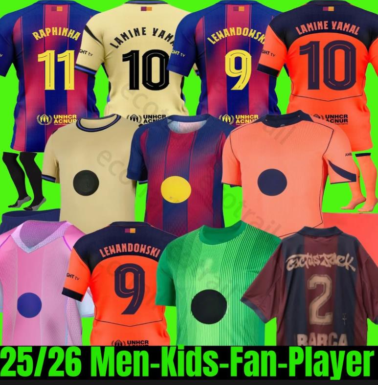 25 26 LAMINE YAMAL Barcelon soccer jerseys LEWANDOWSKI FERRAN camiseta de futbol RAPHINHA PEDRI GAVI football shirt men kids CUBARSI KOUNDE Cactus