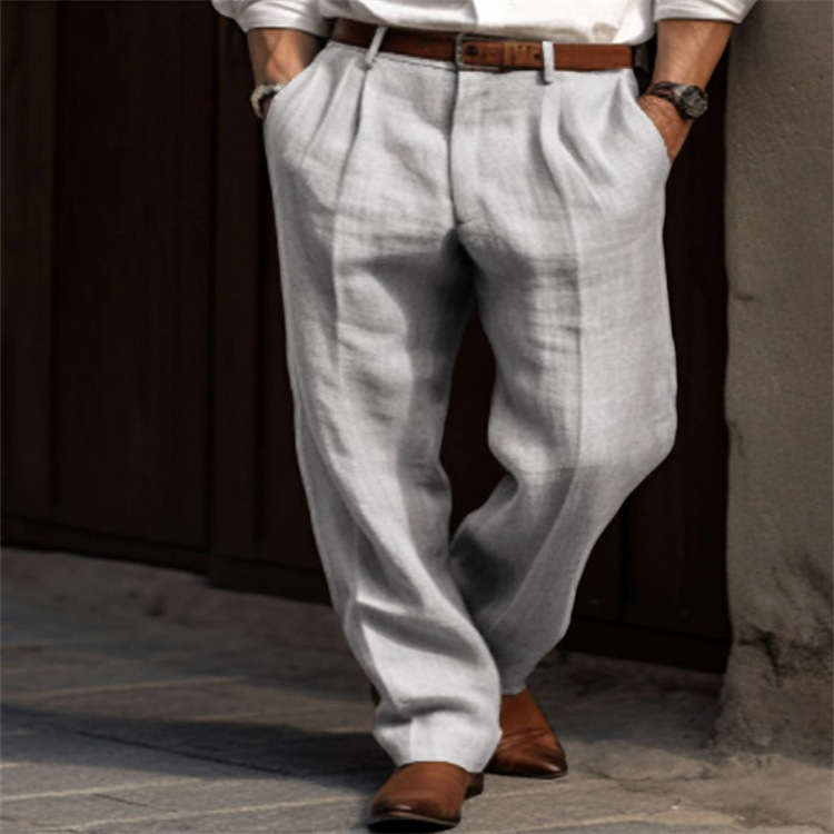 New Spring and Autumn Sports Cotton Linen Pants Versatile Men's Straight Pants Casual Pants Sports Trousers