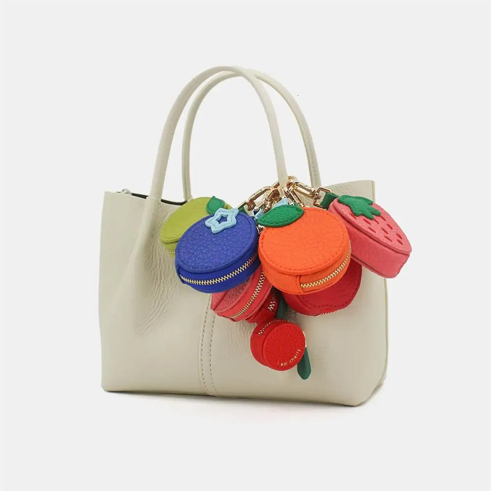 Fashion Cute Fruit Shape Coin Purse Apple Peach Tangerine Coin Bag Keychain Fruit Keychain Zipper Korean Style Earphone Bag 250930