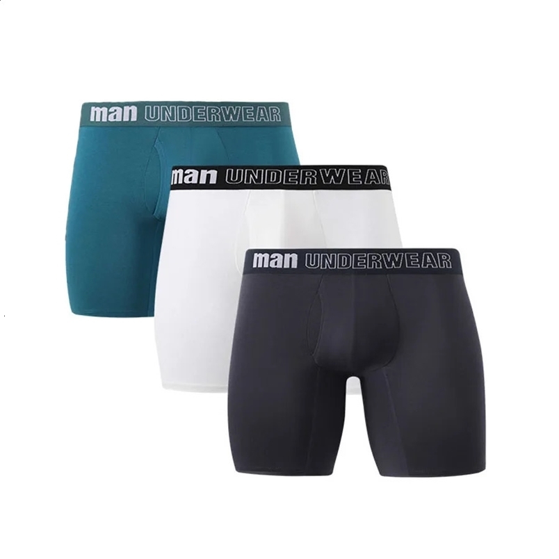 3pcs Bamboo Fiber Boxers Underwear for Men Panties Big Size Boxer Mid Waist Sexy Long Knickers Undies Undershorts 6XL 7XL 241116