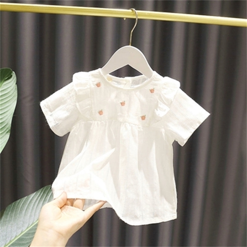 Baby pure cotton breathable tops children's summer clothes tees girls' small fresh baby shirts P4620 210622