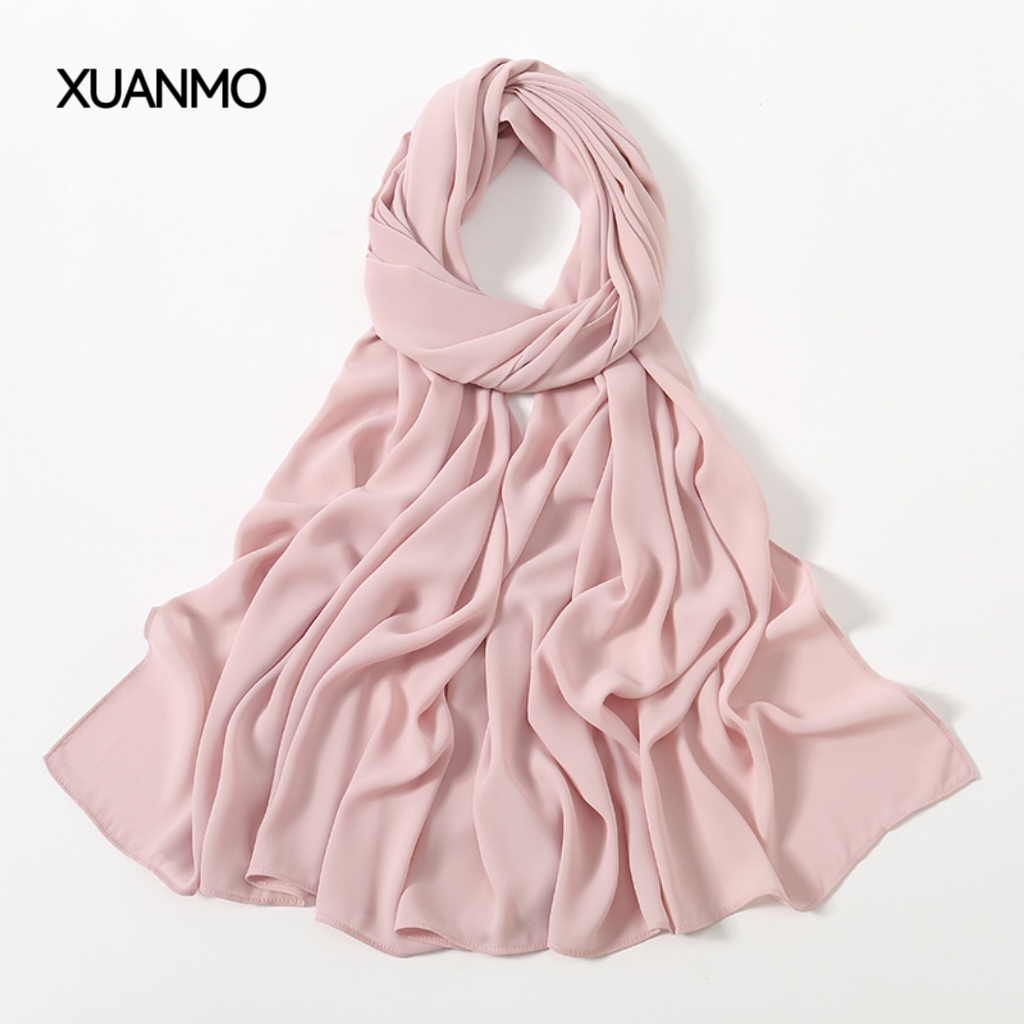 K1989 New high-quality solid color random chiffon long scarf tweezers corner right angle edge versatile scarf