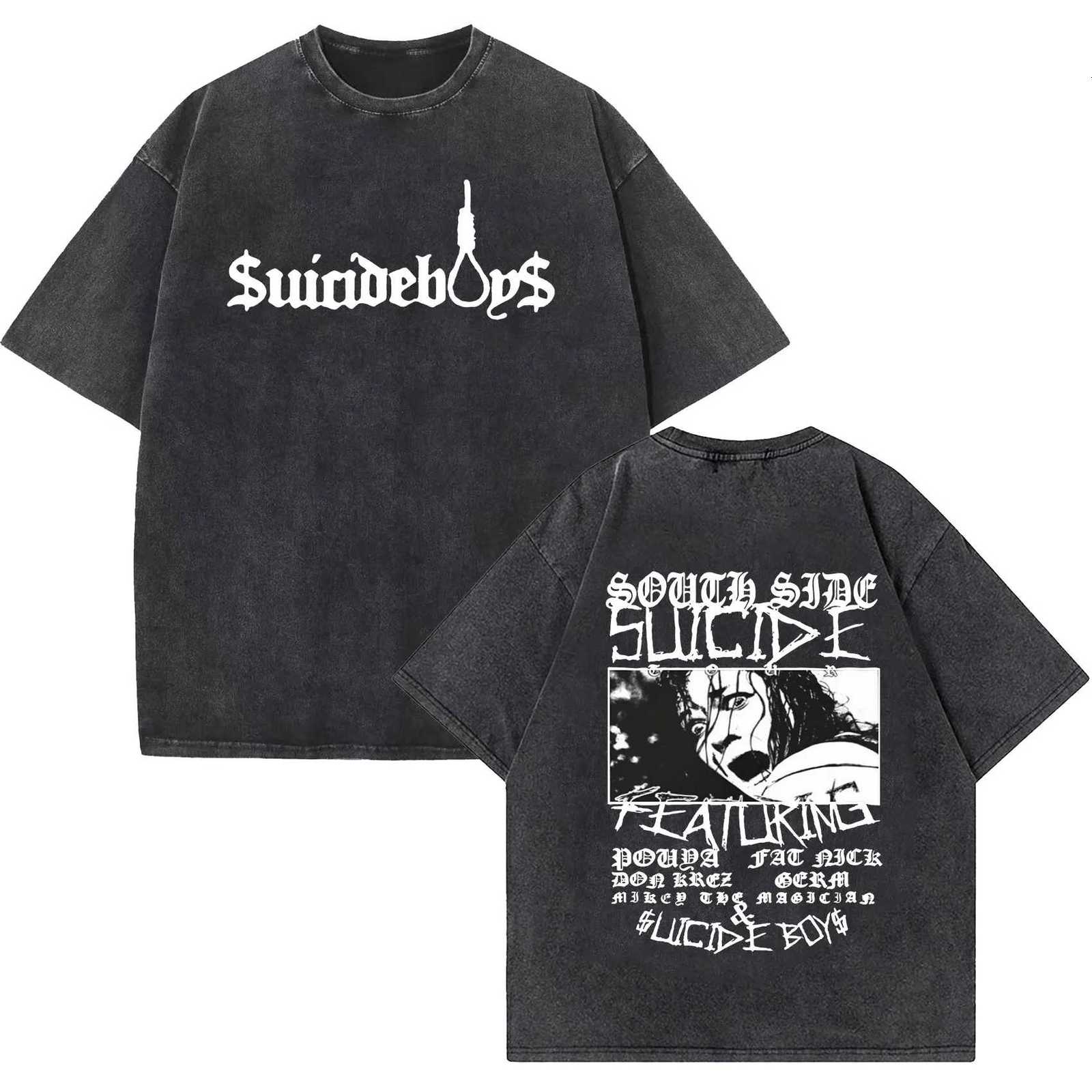 Vintage Washed Suicideboys T Shirt I Want To Die in New Orleans Gothic Man Short Sleeve Tshirts Unisex Hip Hop Clothing TshirtXJ250929